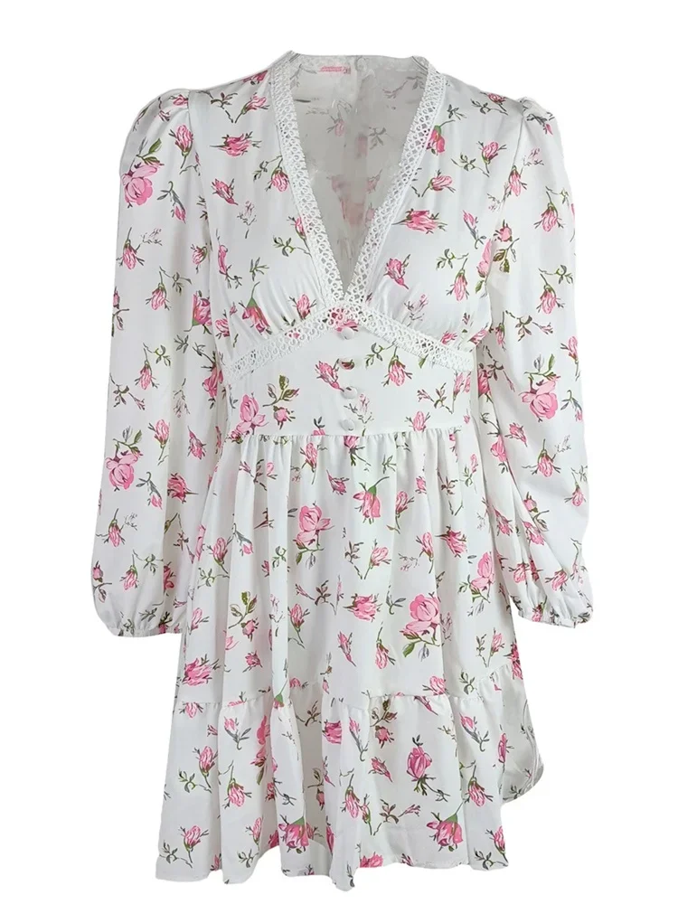 Women's Floral Print French Vintage Dress - Image 2