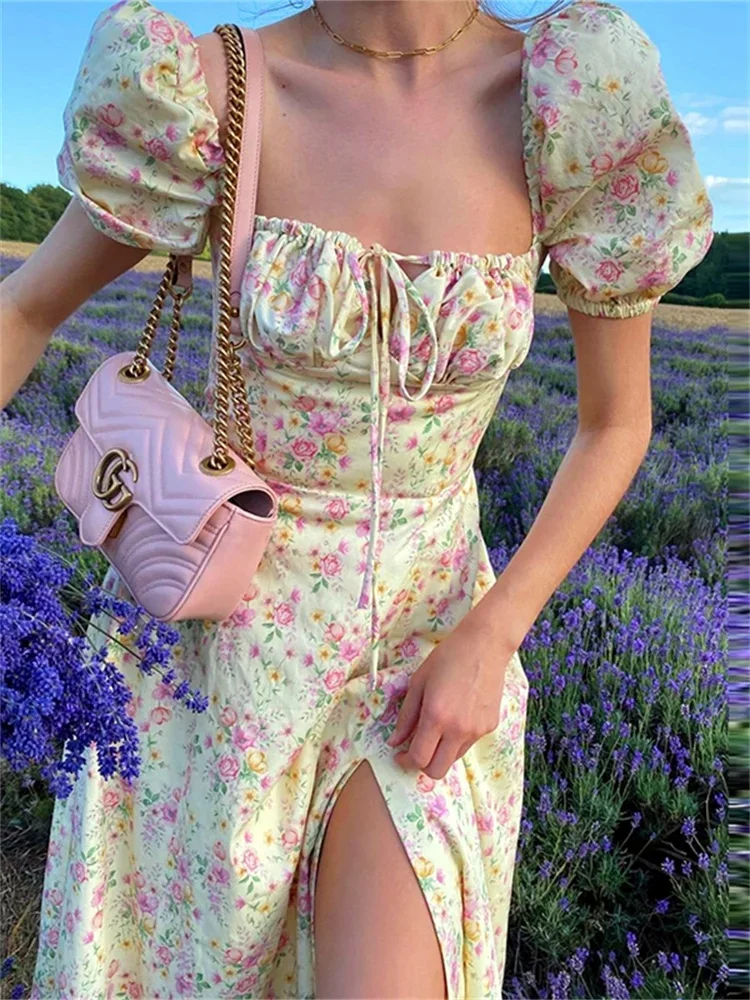 Women Summer Vintage Floral Dress
