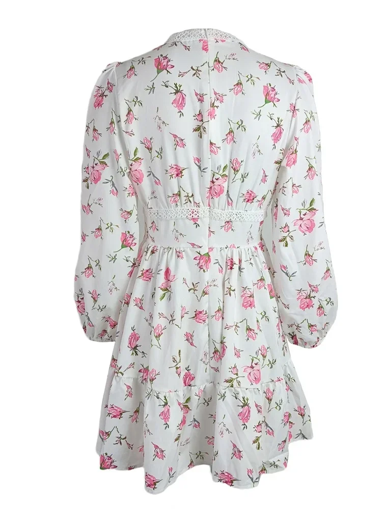 Women's Floral Print French Vintage Dress - Image 4