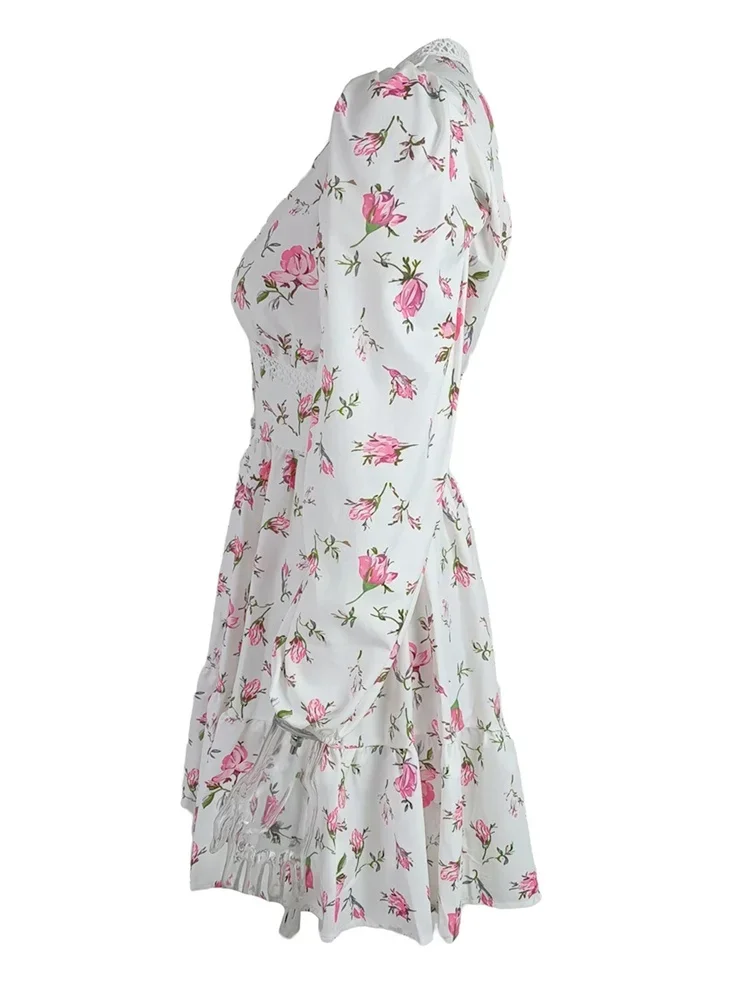 Women's Floral Print French Vintage Dress - Image 3