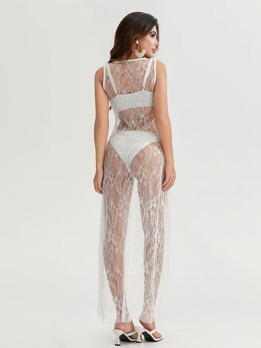 Women's See Through Lace Long Dress - Image 6