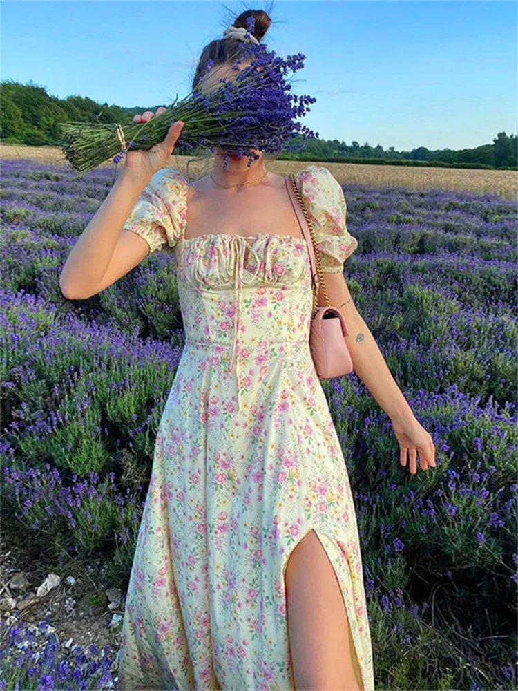 Women Summer Vintage Floral Dress - Image 3